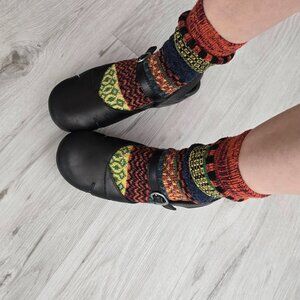 Dansko | 'Marcelle' black leather Mary Jane platform boho clogs shoes | WMS 9